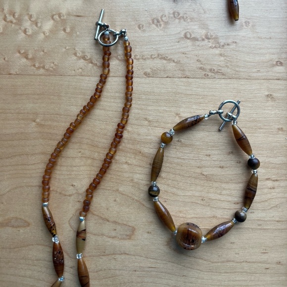 Brown Beaded Necklace, Bracelet and Earrings Set - Picture 5 of 6